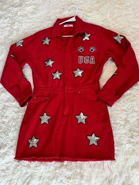 UGA red denim dress